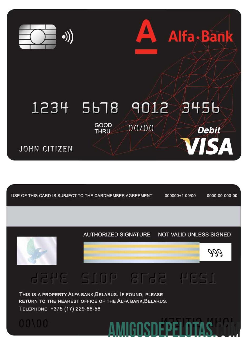 Belarus Alfa Bank Visa Card exemplo real